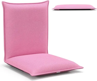 Immagine prodotto di Sedia a terra pieghevole, poltrona a terra con funzione reclinabile, poltrona con schienale regolabile in 6 posizioni, seduta a terra, sedia da meditazione imbottita (rosa)