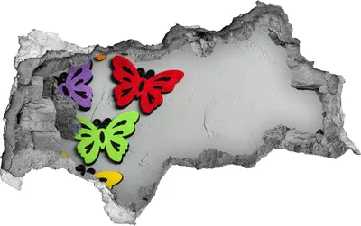 Produktbild von Selbstklebender Loch-3D-Aufkleber 95x73 cm bunter Schmetterling