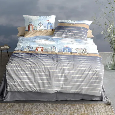 Produktbild von Irisette Mako-Satin Bettwäsche Wave 8650 blau 135x200 cm + 80x80 cm