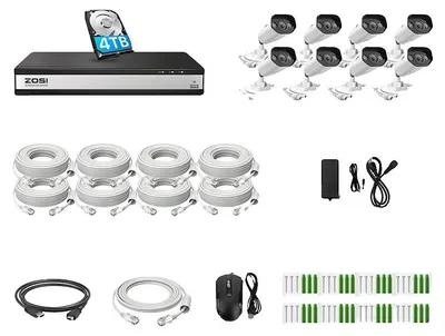 Image de Système de caméras de sécurité, reconnaissance IA, fonction interphone, 5 MP, 8 caméras, 4T