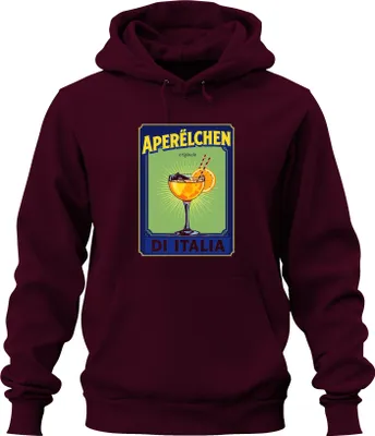 Produktbild von Aperélchen originale Spritz Cocktail Orange Italien Retro Karneval Uni Hoodie Kapuzenpullover, Burgundy, 3XL