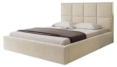 Produktbild von Polsterbett TIOLI 140x200 Beige Boucle Stoff mit Bettkasten & Lattenrost