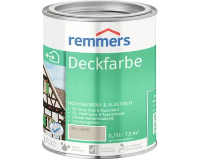 Zdjęcie produktu dla Remmers Topcoat jasnoszary, 0,75 litra, farba nawierzchniowa do wnętrz i na zewnątrz, farba chroniąca przed warunkami atmosferycznymi do wielu podłoży, silnie kryjąca, odporna na warunki atmosferyczne