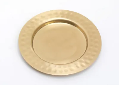 Produktbild von Kerzenteller, Dekoteller, Messing Gold Matt (Innen Ø 6 cm, Außen Ø 10 cm)