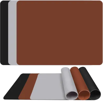 Produktbild von 3-teiliges Silikon-Backmatten-Set, 40 x 30 cm, Antihaftbeschichtung, rutschfest, hitzebeständige Backmatte, Teigmatte, Silikon-Backmatte für Teig, Fondant, Pizza, Brot und Gebäck