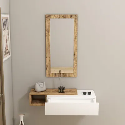 Produktbild von Skye Decor, Vien - Atlantic Pine, White, Anrichte, Atlantische Kiefer, 100 % MELAMINBESCHICHTETE SPANPLATTEN, 82 x 29,6 x 15,8 cm