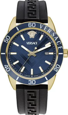 Produktbild von Versace VEYCA0224 Greca Urban blau gold schwarz Silikon Herren Uhr NEU