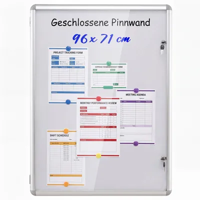 Produktbild von COSTWAY Schaukasten abschließbar, 96x71cm Magnetisch Infokasten mit beschreibbare Rückwand, Aushangkasten Wandmontage & Alurahmen, Plakatschaukasten