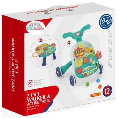 Produktbild von 2-in-1 Lauflernwagen & Aktivitätstisch mit Musik, Licht & Spielzentrum