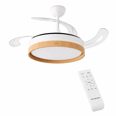Produktbild von Deckenventilator mit Licht InnovaGoods, leise, einziehbare Flügel, 6 Geschwindigkeiten, 3 Modi, Fernbedienung