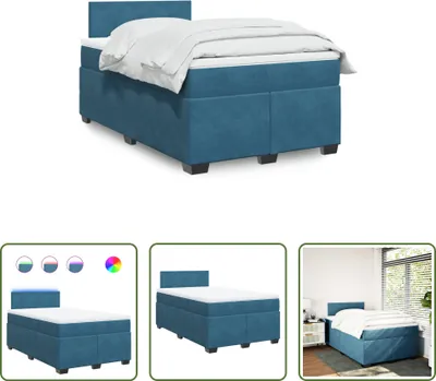 Produktbild von The Living Store Boxspringbett mit Matratze Blau 120x190 cm Samt