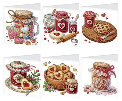 Diamond Painting Wenskaarten Set, 6 Stück mit Umschlägen