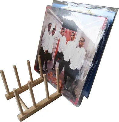 Produktbild von Schallplatten Halter / Vinyl Ständer für LPs, Maxis 12" in Holz Optik - günstiger Naturmaterial Viny