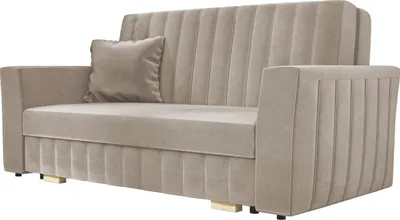 A studio shot of a beige sofa.