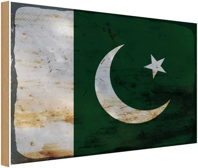 Produktbild von vianmo Holzschild 30x40 cm Pakistan Flagge Fahne Wappen