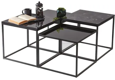 Zdjęcie produktu dla Nowoczesny stolik kawowy do salonu, czarny, metalowy, elegancki, stylowy,