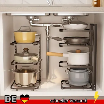 Produktbild von Verstellbarer Fregal-organizer Küchen-f-Aufbewahrungsregal aus Edelstahl