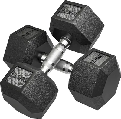 Produktbild von Kurzhantel Set - Hantel 2er Set - 12,5 kg je Hantel - Gusseisen - Gummiert - Schwarz