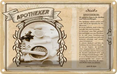 Image de vianmo Plaque en tôle 12x18 cm Apotheker
