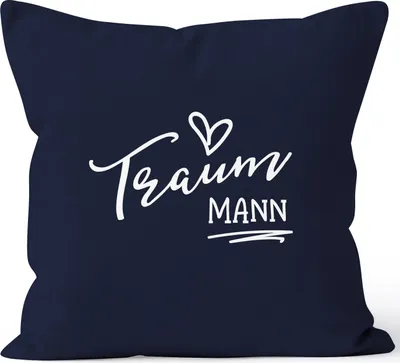 Produktbild von Kissenbezug Traummann Geschenk Deko-Kissen 40x40 MoonWorks® navy unisize