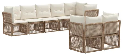 Immagine prodotto di Set di divani da giardino 8 pezzi Beige poly rattan