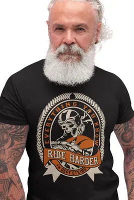 Produktbild von Biker Shirt Ride Harder Schwarz XL