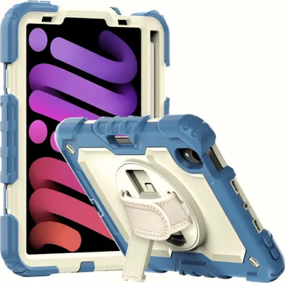 Immagine prodotto di Custodia per iPad Mini 6 8,3" 2021 con tracolla blu e bianca