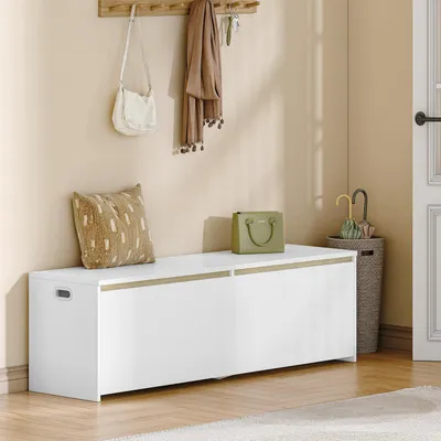 Immagine prodotto di Panca con spazio contenitore, 150 cm, bianca, dimensioni 40 x 150 x 47 cm