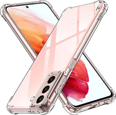 Two transparent phone cases are shown diagonally crossed on a white background.