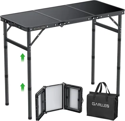 Obrázok produktu pre Kempingový stôl 87 x 40 cm, 3 výšky, hliník, MDF, pre kempovanie
