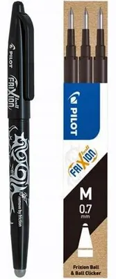 Produktbild von PILOT FRIXION Kugelschreiber Schwarz Radierbar mit 3 Tintenminen