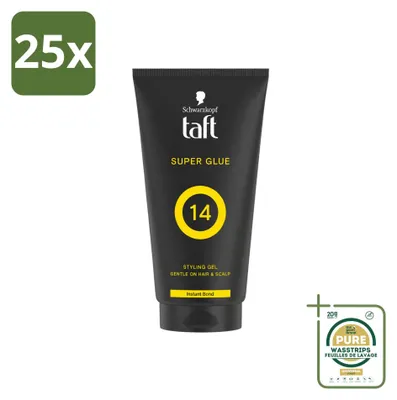 Produktbild von 25 x Taft Men Power Gel Super Glue 14 - Ultieme Stevigheid - 150 ml - Vorratspackung - 25 Stücke