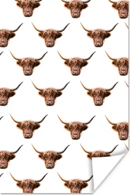 Produktbild von MuchoWow® Poster Muster - Schottischer Highlander - Tiere 40x60 cm - Plakate für die Wand - Poster Babyzimmer
