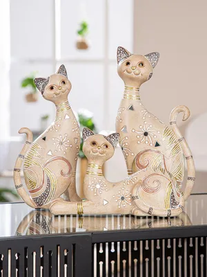 Obrázok produktu pre Gilde Figur, Katze, "Kimba", Kunstharz, hellbraun, VE 2, L. 8 cm, B. 14 cm, H. 27 cm
