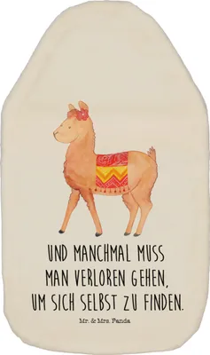 Produktbild von Mr. & Mrs. Panda Wärmflasche Alpaka Stolz - Weiß - Geschenk, mit Bezug, Lama, Bettflasche, Wärmekissen, naturkautschuk, Wärmflaschen