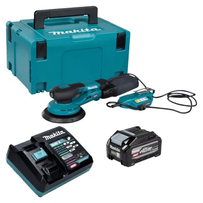 Obrázek produktu pro Makita BO 002 CGU101 akumulátorová excentrická bruska 40 V max., 150 mm, zdvih 5,0 mm, bezkartáčový motor + 1x akumulátor 4,0 Ah + nabíječka + kufr Makpac