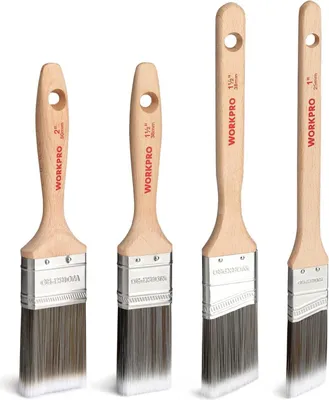 Zdjęcie produktu dla WORKPRO Zestaw pędzli do malowania Pędzle drewniane z certyfikatem 100% 4 sztuki 25mm 38mm 38mm 50mm