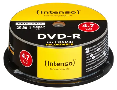 Produktbild von Intenso DVD-R 4,7 GB 16x DVD-Rohlinge bedruckbar kratzfest 25er Spindel
