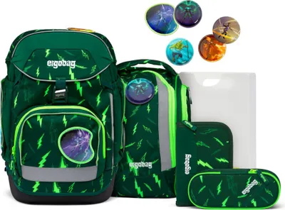 Produktbild von ergobag Schulranzen Lumi-Edition Pack-Set 6-teilig Bärtastisch dunkelgrün