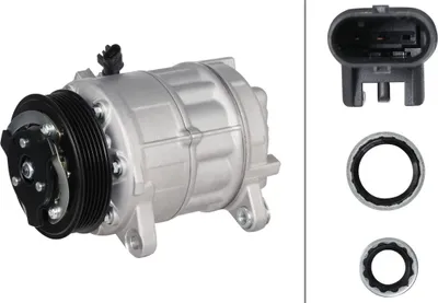 Image de Compresseur de climatisation 12 V, Ø 110 mm, HELLA Thermo-Expertise, compatible notamment avec la BMW Série 5