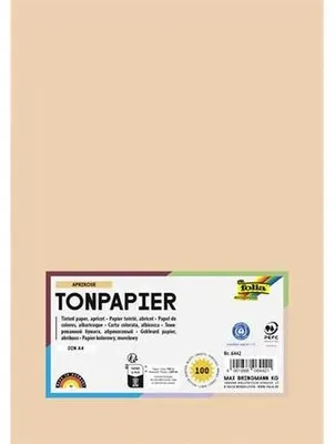 Farebný papier, A4, 130 g, 100 listov, FOLIA, broskyňový