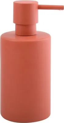 Produktbild von Spirella Seifenspender "Tube" | mit Edelstahlpumpe | Flüssigseifen-Spender | Porzellan | 300ml | Langliebig und Robust | matt Rot
