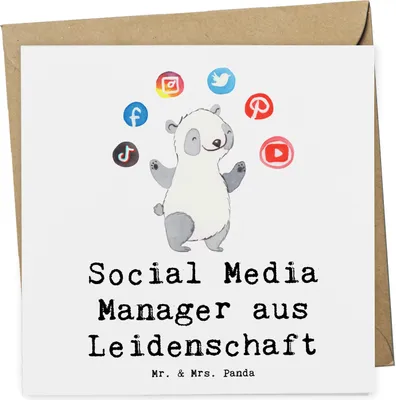 Produktbild von Mr. & Mrs. Panda Grußkarte Social Media Manager Leidenschaft - Weiß - Geschenk, Jubiläum, Glückwunschkarte, anlasskarte, doppelkarte, faltkarte, Klappkarte