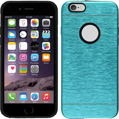 Produktbild von PhoneNatic Case kompatibel mit Apple iPhone 6s / 6 - Hülle blau Metallic Hard-case + 2 Schutzfolien
