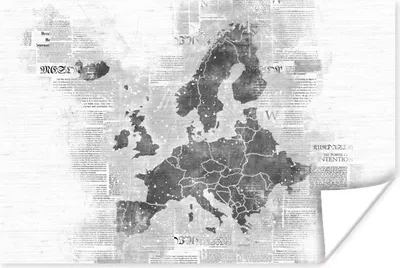 Produktbild von MuchoWow® Poster Eurocard auf Zeitungspapier - schwarz und weiß 180x120 cm - Fotoplakat