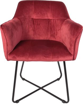 SAM® Esszimmer Armlehnstuhl Samt weinrot Metallbeine schwarz KIRIN