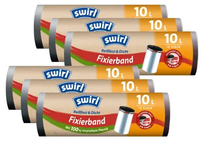 Produktbild von 6x Swirl Fixierband Müllbeutel 10L ( 15 stk./Rolle )
