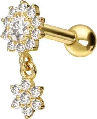 Produktbild von Ohrpiercing 14/18 Karat Gold Ohrpiercing 2 MOISSANIT-BLUMEN