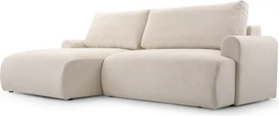 Produktbild von FEDVE Ecksofa Eckcouch Bordon L Form Sofa mit Schlaffunktion Bettkästen Couch Sofagarnitur Links Creme (Aragon 03)