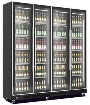 Produktbild von Gastro Kühlschrank | Lagerkühlschrank | Gewerbekühlschrank | 4 Glastüren | Schwarz | 1650 Liter | 0 bis +10 °C